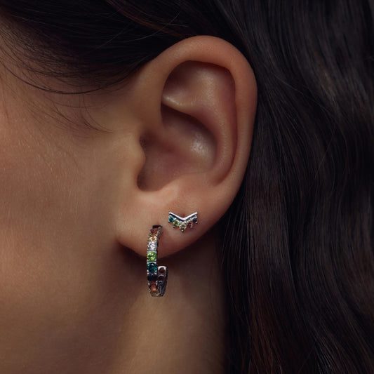 Santa Maria del Fiore 925 sterling silver hoop earrings with coloured zirconia stones - Parte di Me