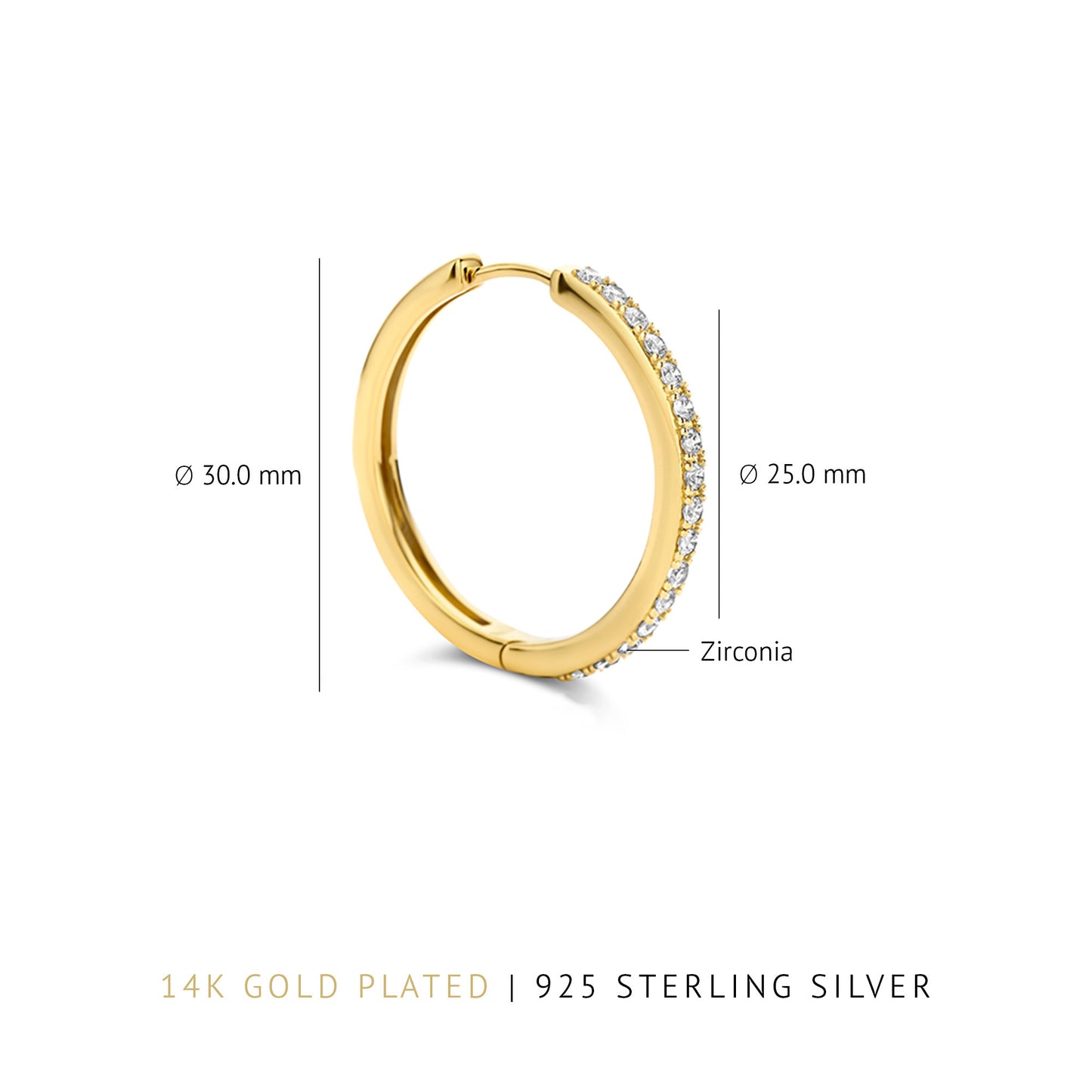 Santa Maria della Base 925 sterling silver gold plated hoop earrings with zirconia stones - Parte di Me