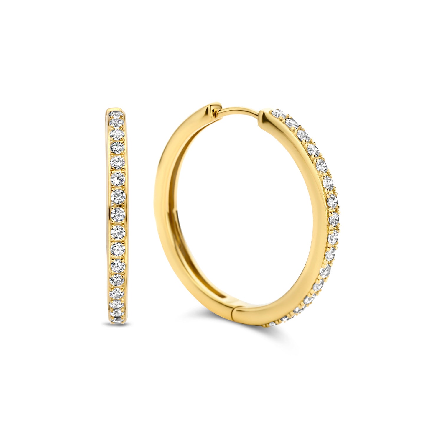 Santa Maria della Base 925 sterling silver gold plated hoop earrings with zirconia stones - Parte di Me