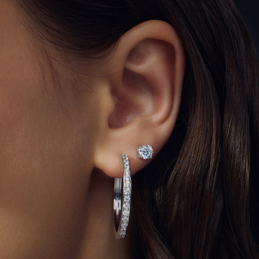 Santa Maria della Base 925 sterling silver hoop earrings with zirconia stones - Parte di Me