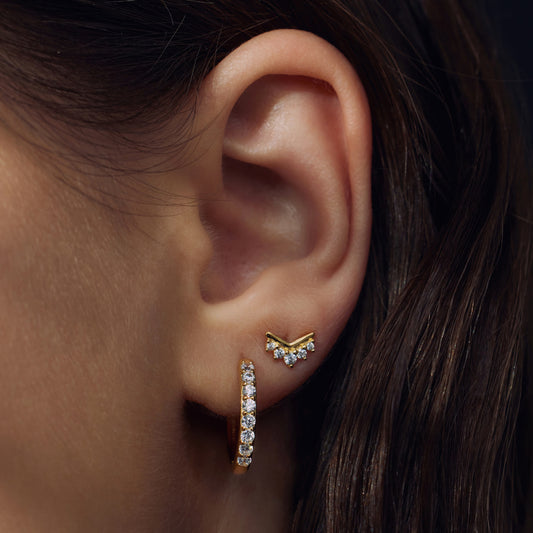 Santa Maria della Base 925 sterling silver gold plated ear studs with zirconia stones - Parte di Me