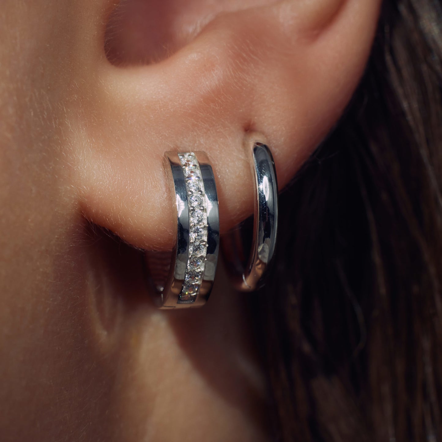 Ponte Vecchio Santa Trinita 925 sterling silver hoop earrings with zirconia stones - Parte di Me