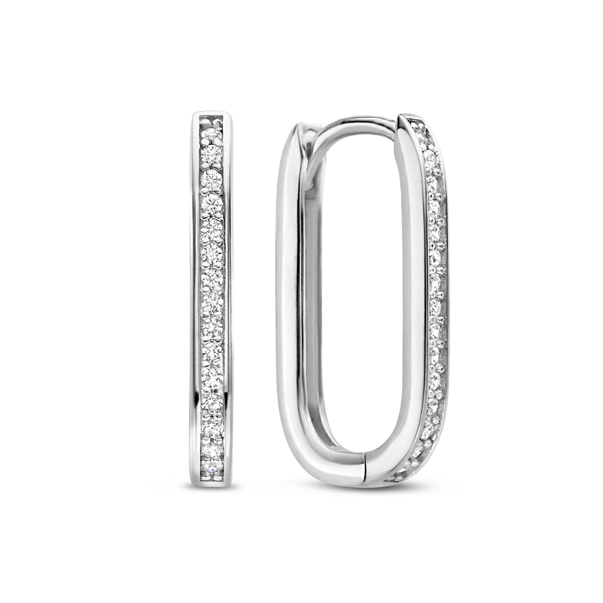 Ponte Vecchio Elina 925 sterling silver hoop earrings with zirconia stones - Parte di Me
