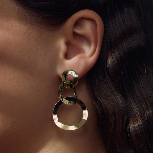 Bibbiena Poppi Madonna 925 sterling silver gold plated drop earrings - Parte di Me