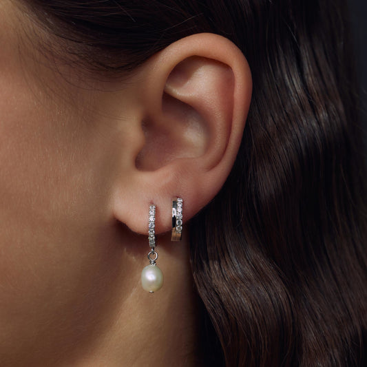 Brioso Cortona Bella 925 sterling silver hoop earrings with freshwater pearl - Parte di Me