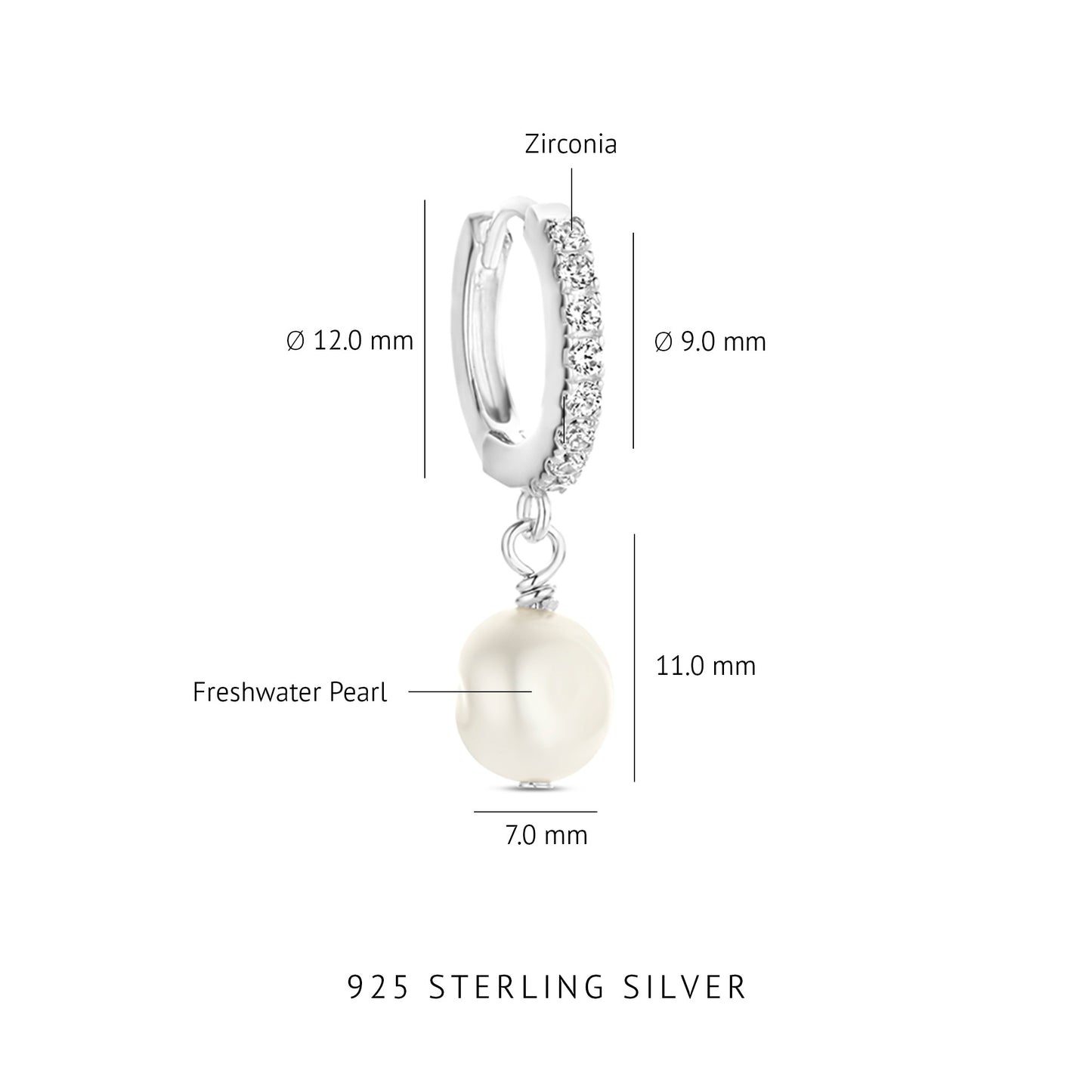 Brioso Cortona Bella 925 sterling silver hoop earrings with freshwater pearl - Parte di Me