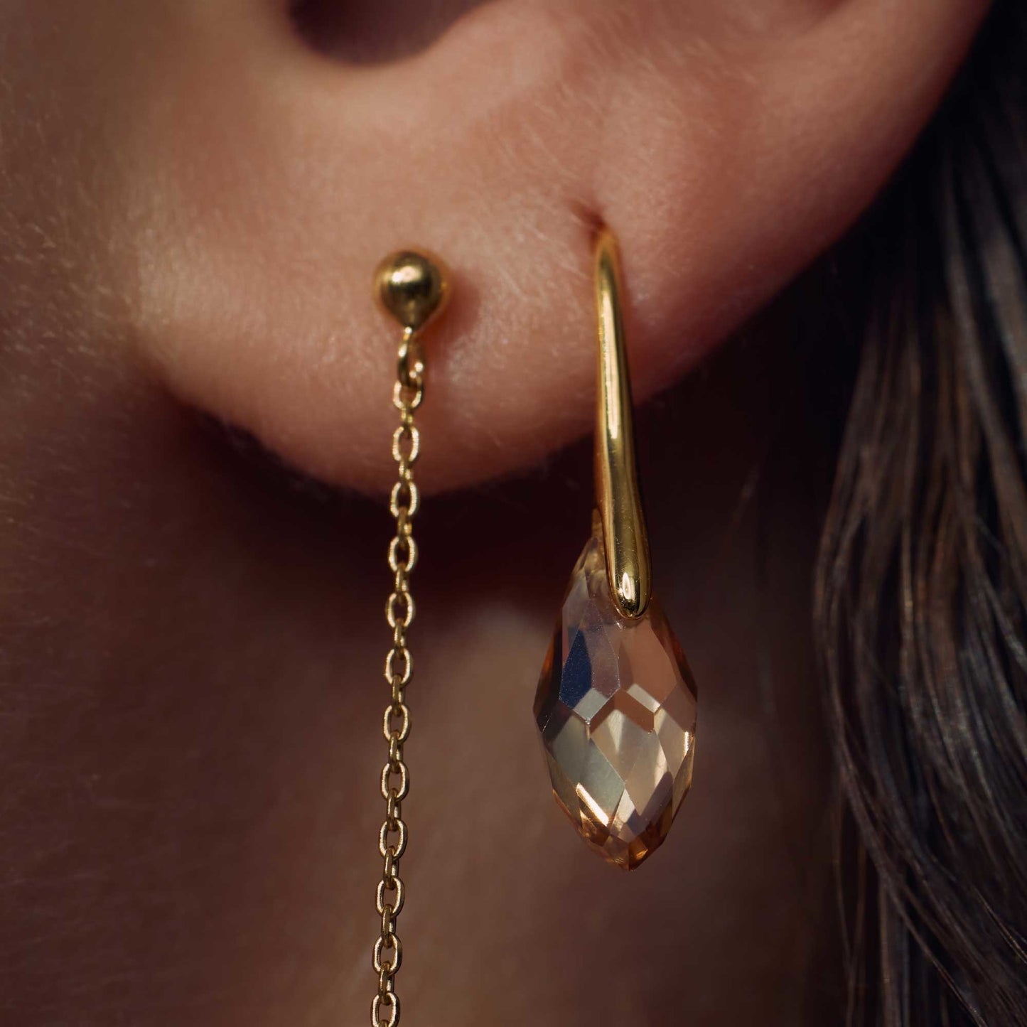 La Sirena Ombrone 925 sterling silver gold plated drop earrings - Parte di Me