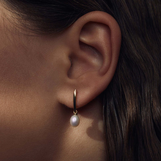 Brioso Cortona Ambra 925 sterling silver gold plated drop earrings with freshwater pearl - Parte di Me