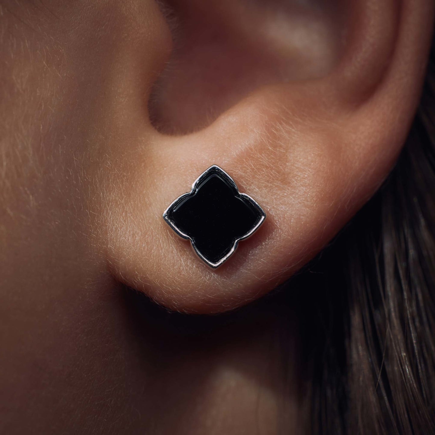 Brioso Cortona Giulia 925 sterling silver ear studs with black onyx - Parte di Me