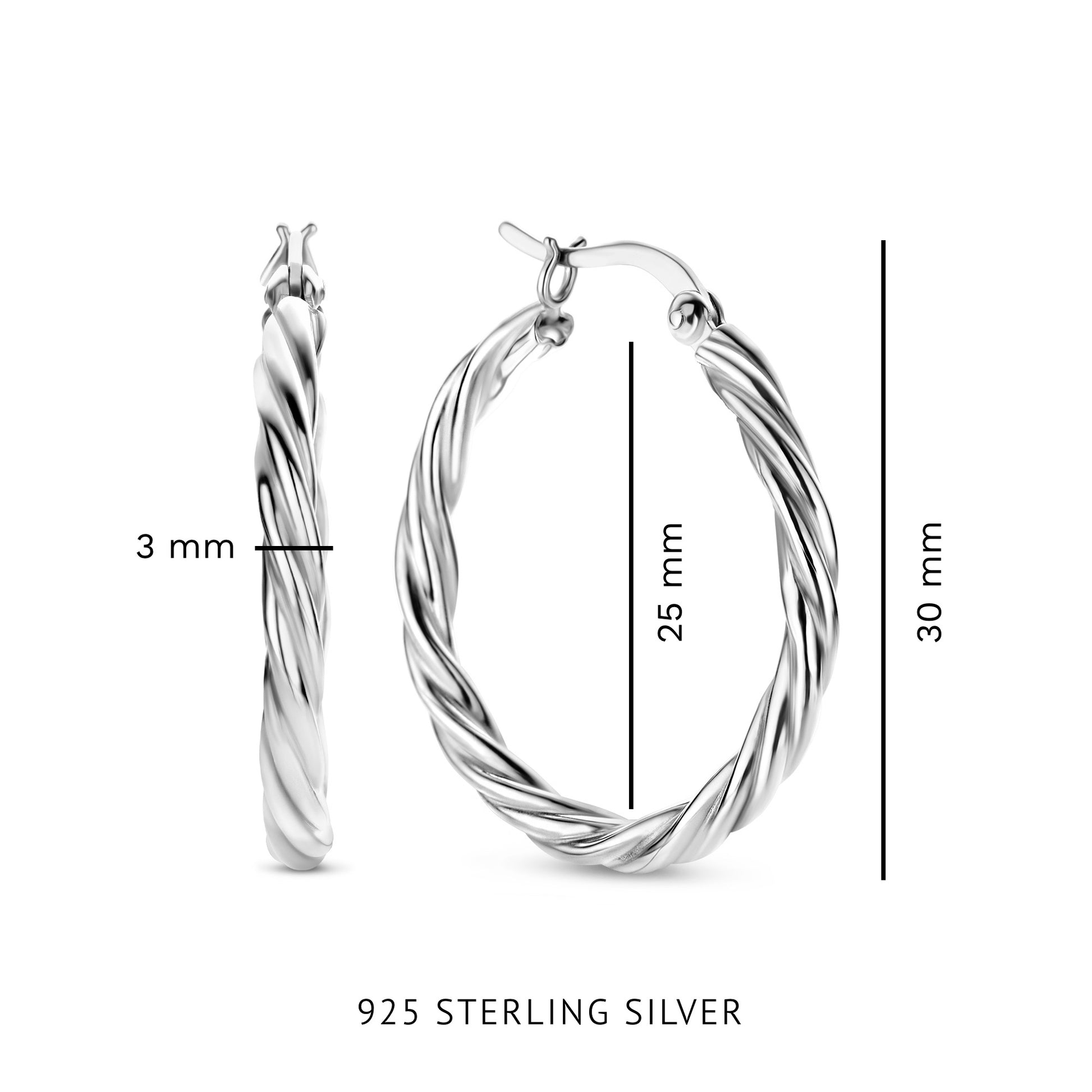 Bibbiena Poppi Viviana 925 sterling silver hoop earrings with twist - Parte di Me