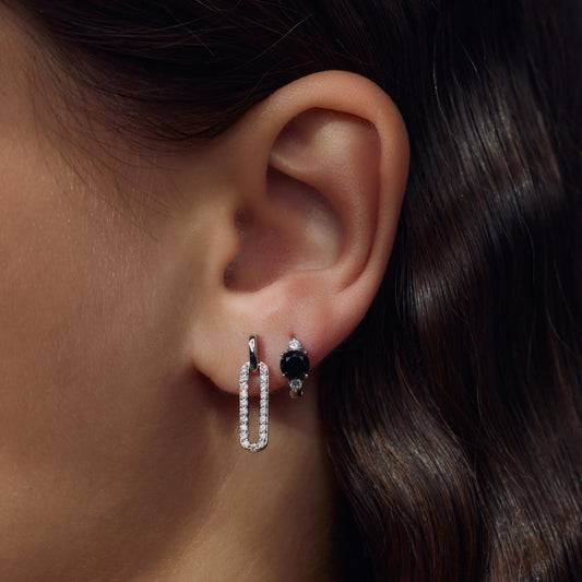 Sorprendimi 925 sterling silver earrings set with black onyx and zirconia stones - Parte di Me