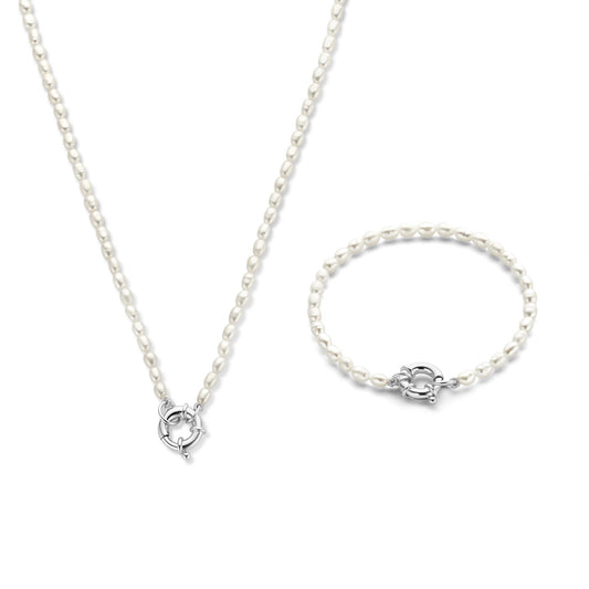 Sorprendimi 925 sterling silver necklace and bracelet gift set with freshwater pearls - Parte di Me