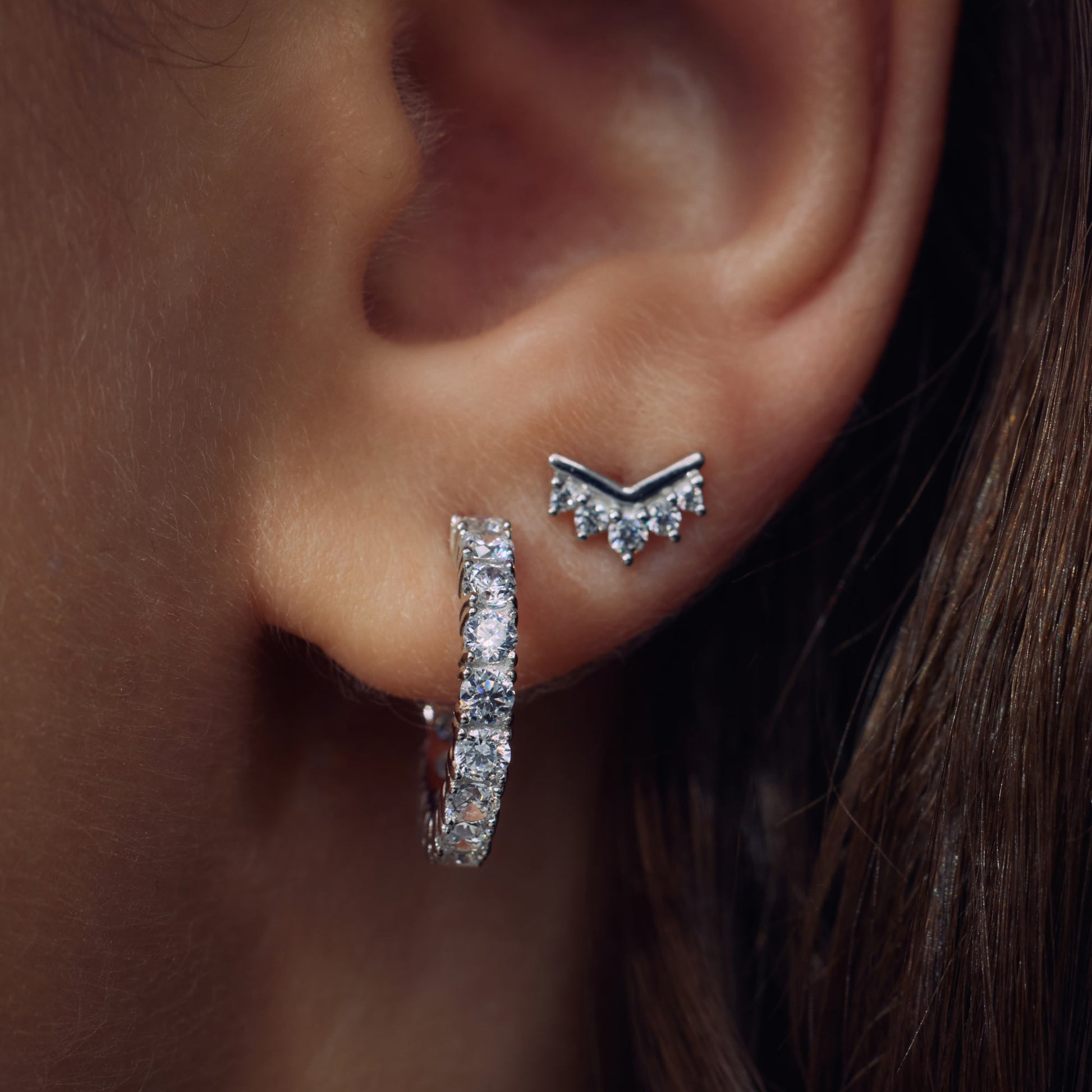 Santa Maria 925 sterling silver hoop earrings with zirconia stones - Parte di Me
