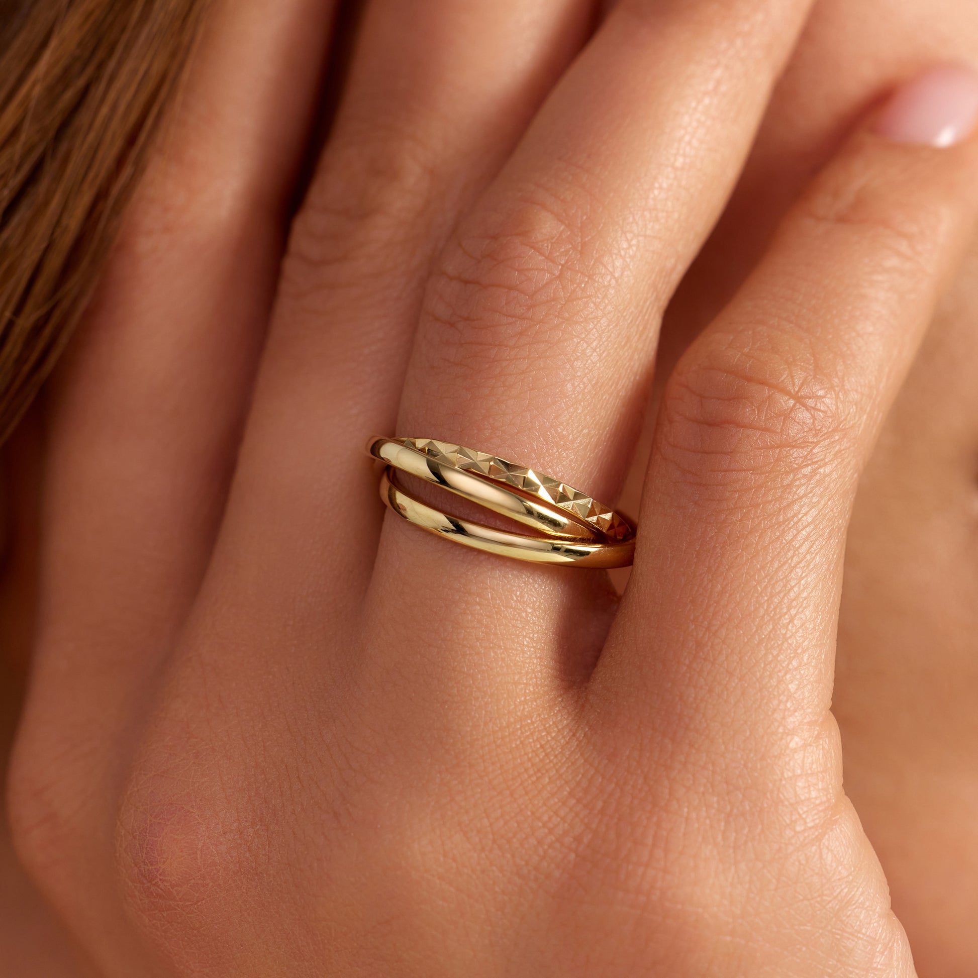 Ponte Vecchio Lucilla 925 sterling silver gold plated ring with diamond cut - Parte di Me