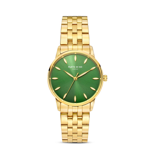 Orologio round ladies watch gold coloured and green - Parte di Me