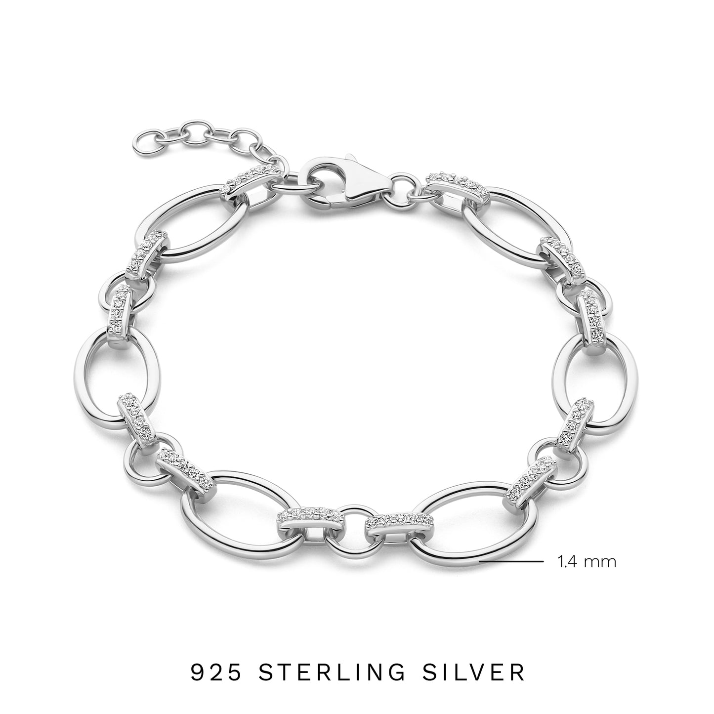 Bibbiena Poppi Clara 925 sterling silver link bracelet with zirconia stones - Parte di Me