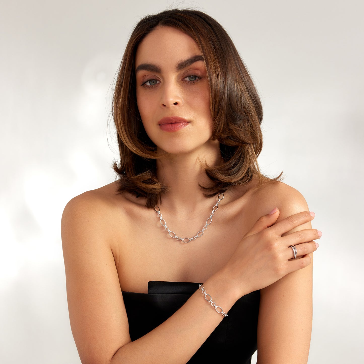 Bibbiena Poppi Clara te 925 sterling silver link necklace with zirconia stones - Parte di Me