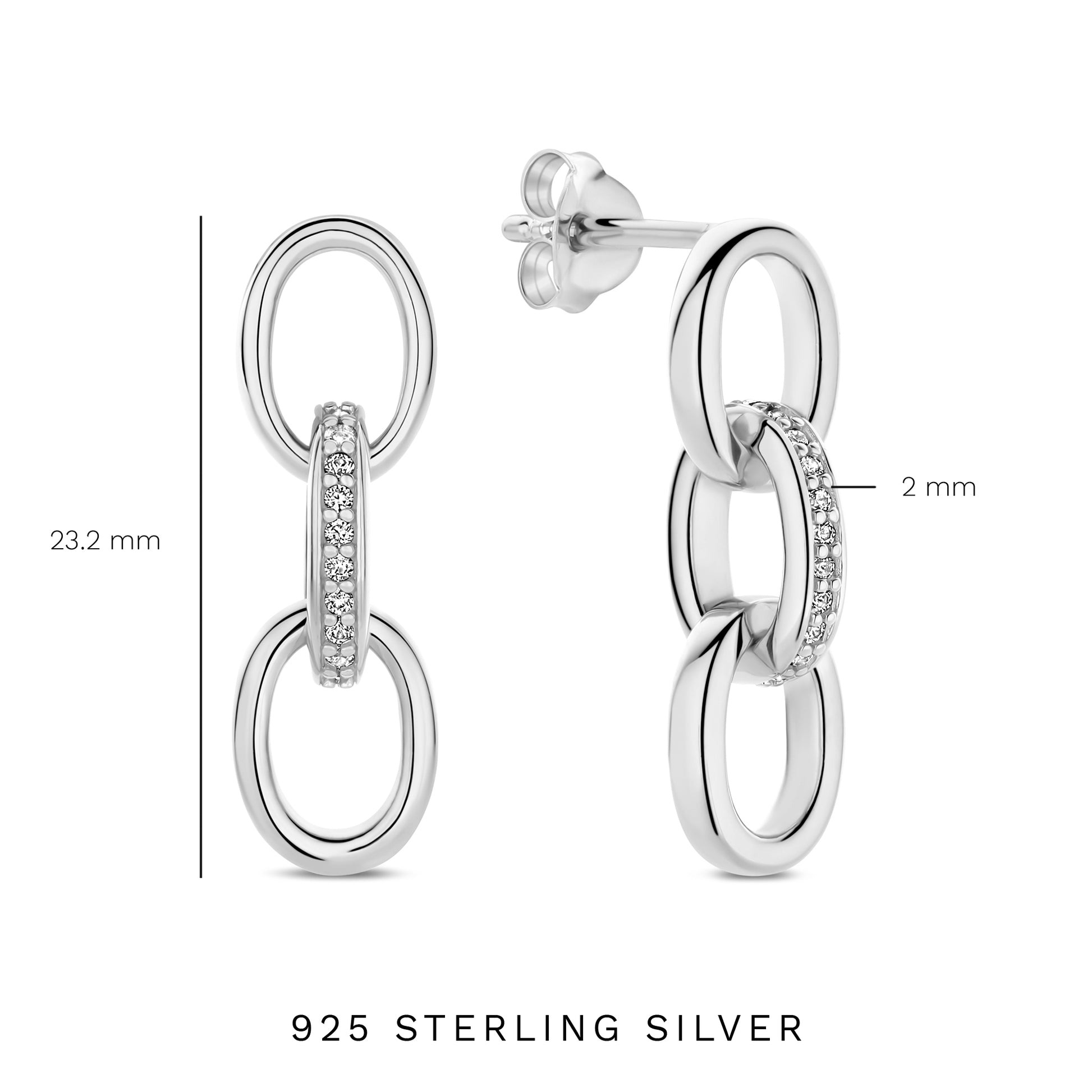 Bibbiena Poppi Clara 925 sterling silver drop earrings with zirconia stones - Parte di Me