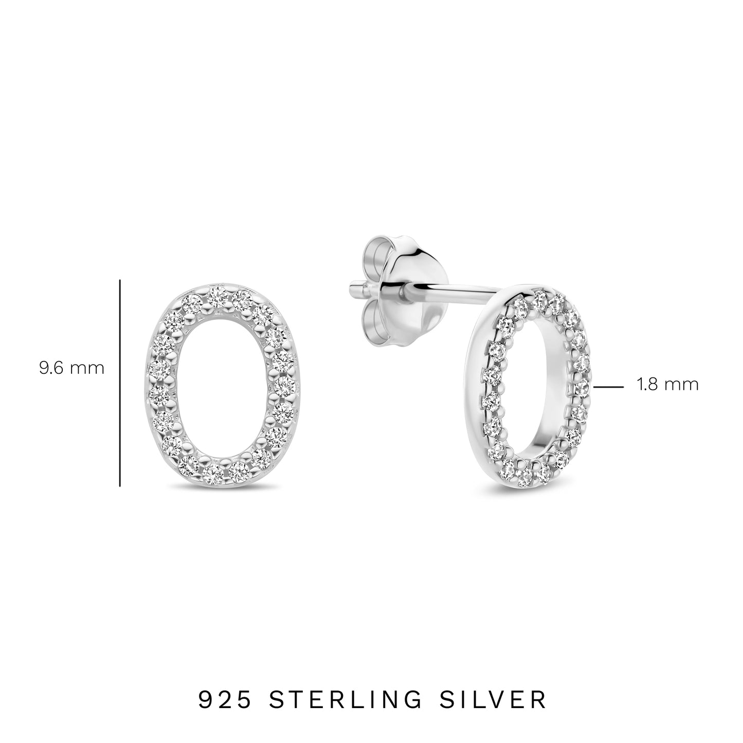 Bibbiena Poppi Clara 925 sterling silver ear studs with zirconia stones - Parte di Me
