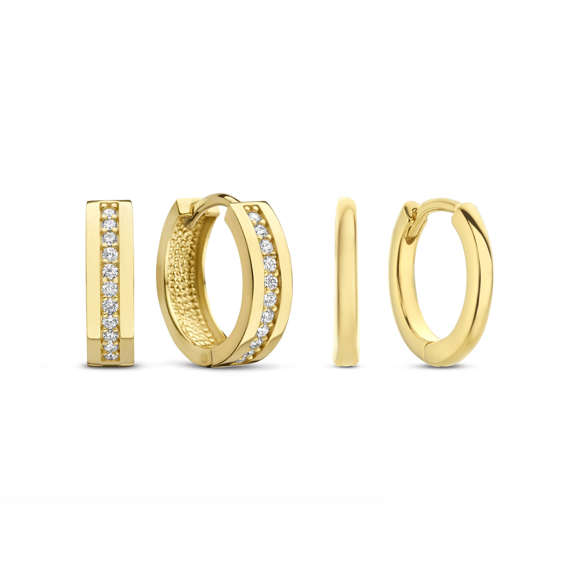 Sorprendimi 925 sterling silver gold plated hoop earrings set with zirconia stones - Parte di Me
