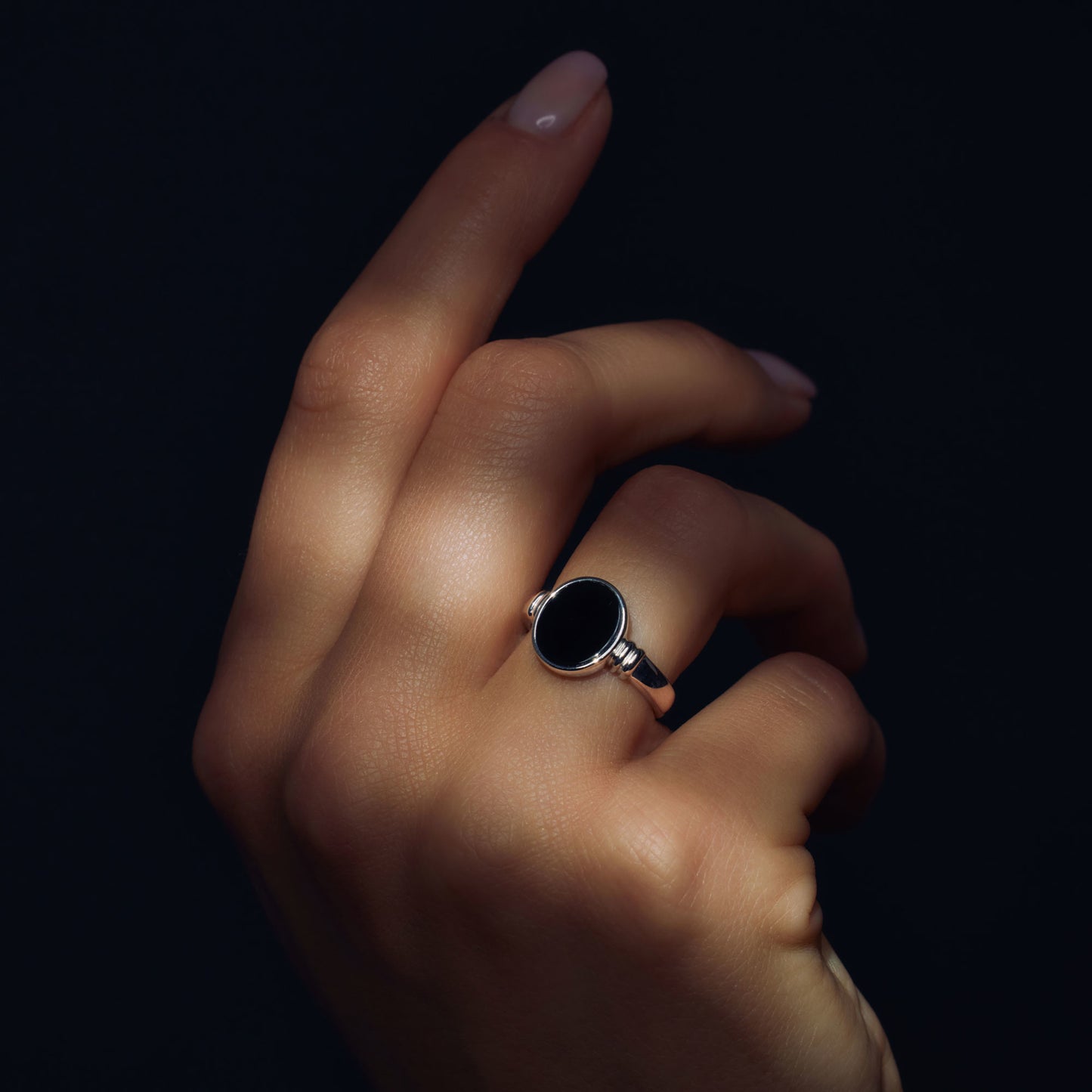 Brioso Cortona Margaretha 925 sterling silver ring with black onyx - Parte di Me