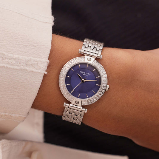 Orologio round ladies watch silver coloured and blue - Parte di Me