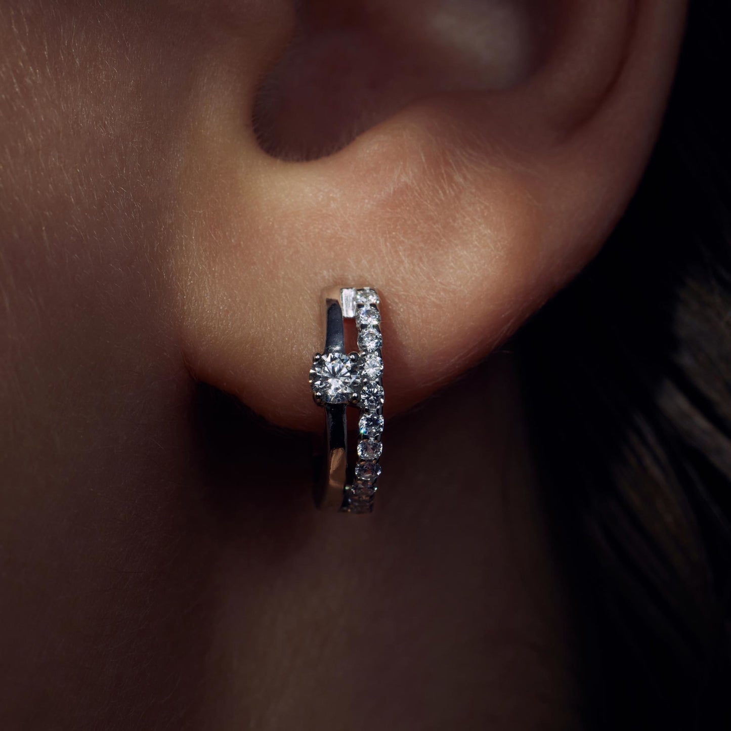 Ponte Vecchio Santa Trinita 925 sterling silver hoop earrings with zirconia stones - Parte di Me