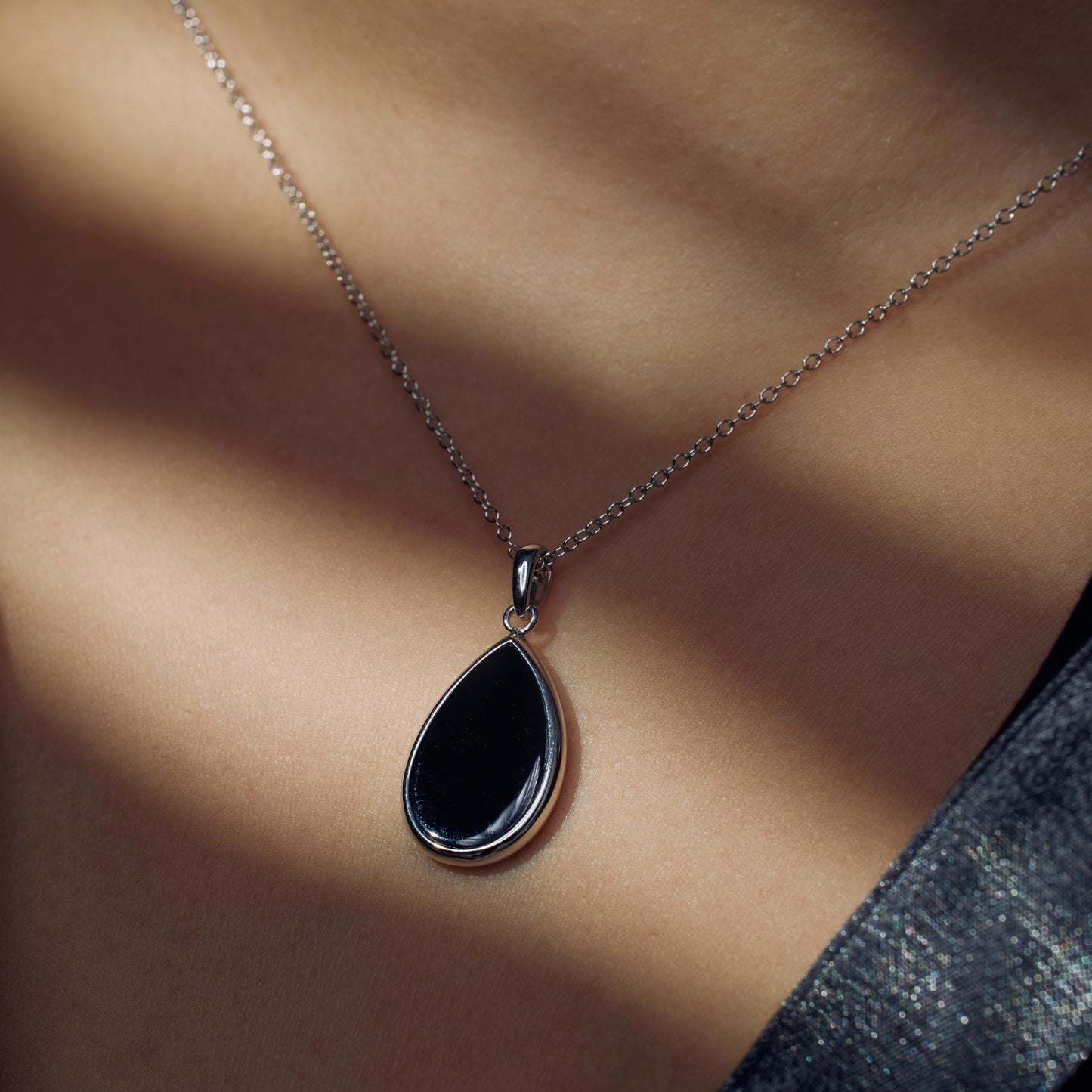 Brioso Cortona Margaretha 925 sterling silver necklace with black onyx - Parte di Me