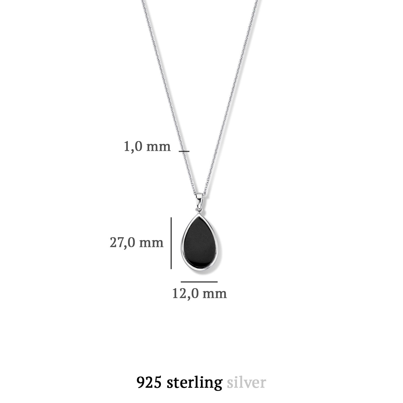 Brioso Cortona Margaretha 925 sterling silver necklace with black onyx - Parte di Me