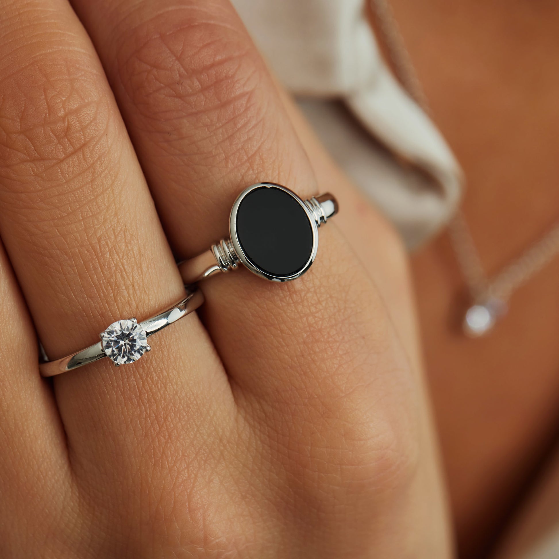 Brioso Cortona Margaretha 925 sterling silver ring with black onyx - Parte di Me