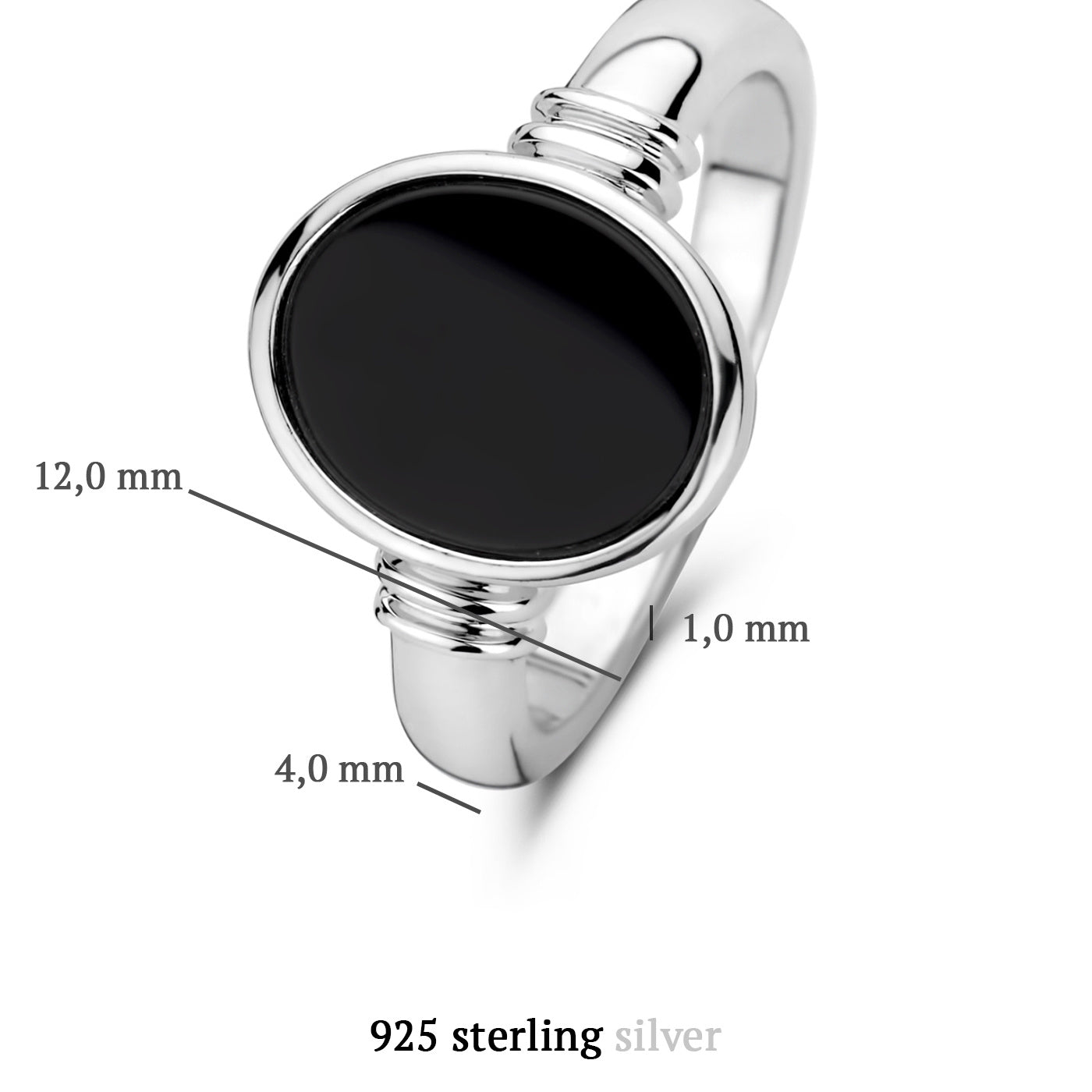 Brioso Cortona Margaretha 925 sterling silver ring with black onyx - Parte di Me