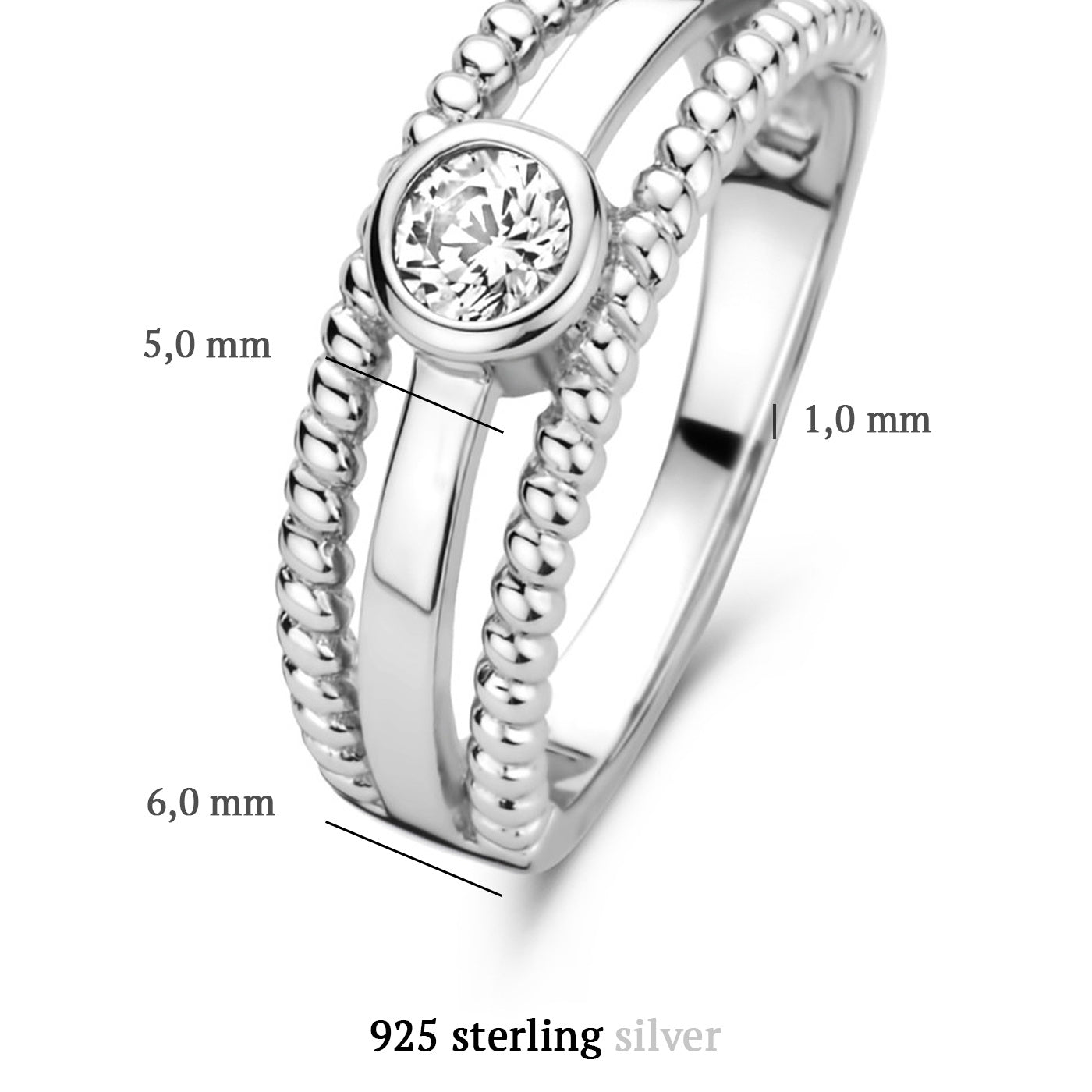 Ponte Vecchio Uffizi 925 sterling silver ring with zirconia stone - Parte di Me