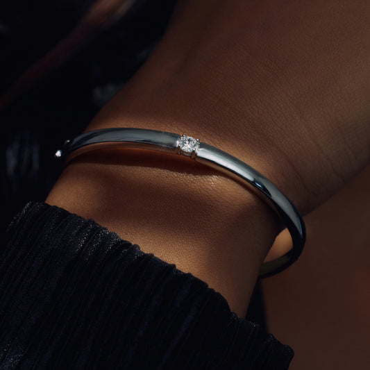 Bibbiena Poppi Casentino 925 sterling silver bangle with zirconia - Parte di Me