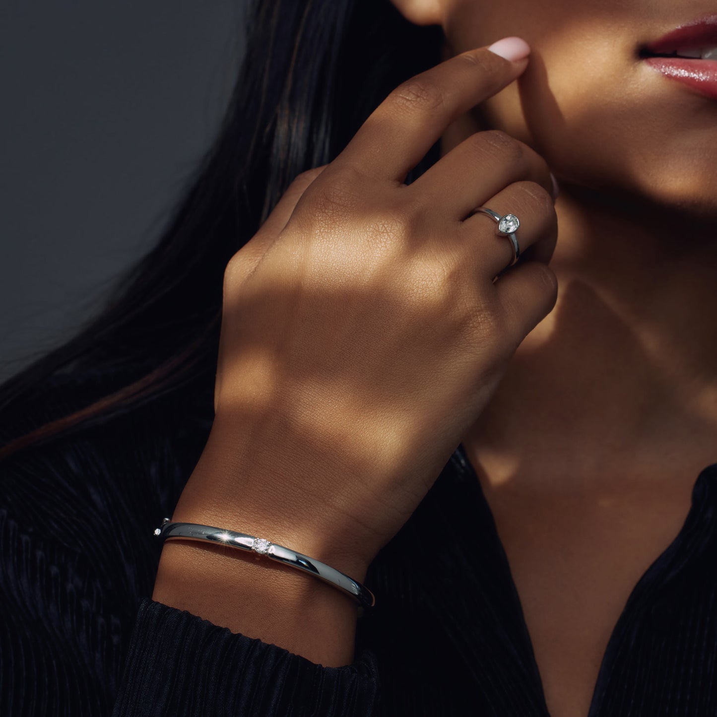 Bibbiena Poppi Casentino 925 sterling silver bangle with zirconia - Parte di Me