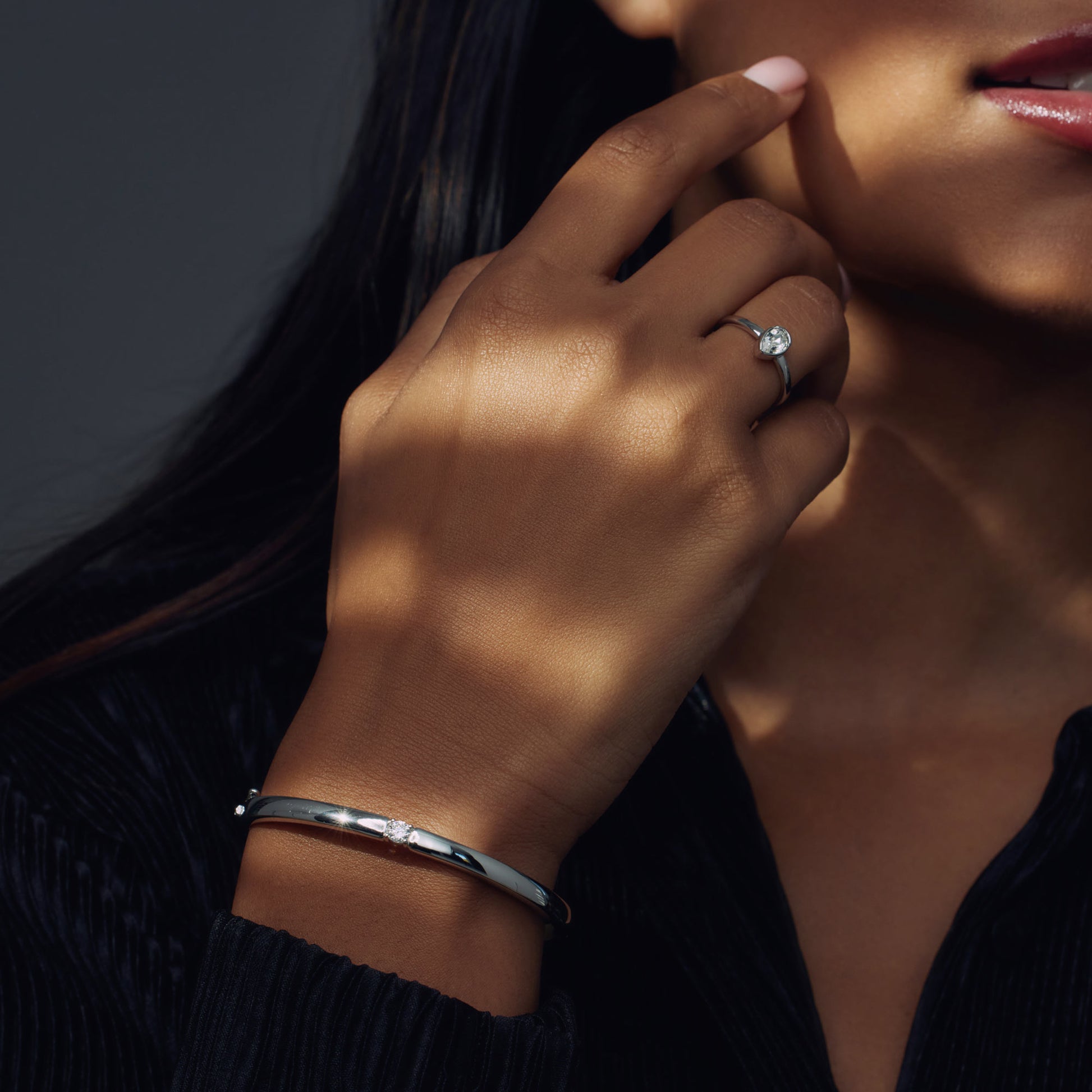 Bibbiena Poppi Casentino 925 sterling silver bangle with zirconia - Parte di Me