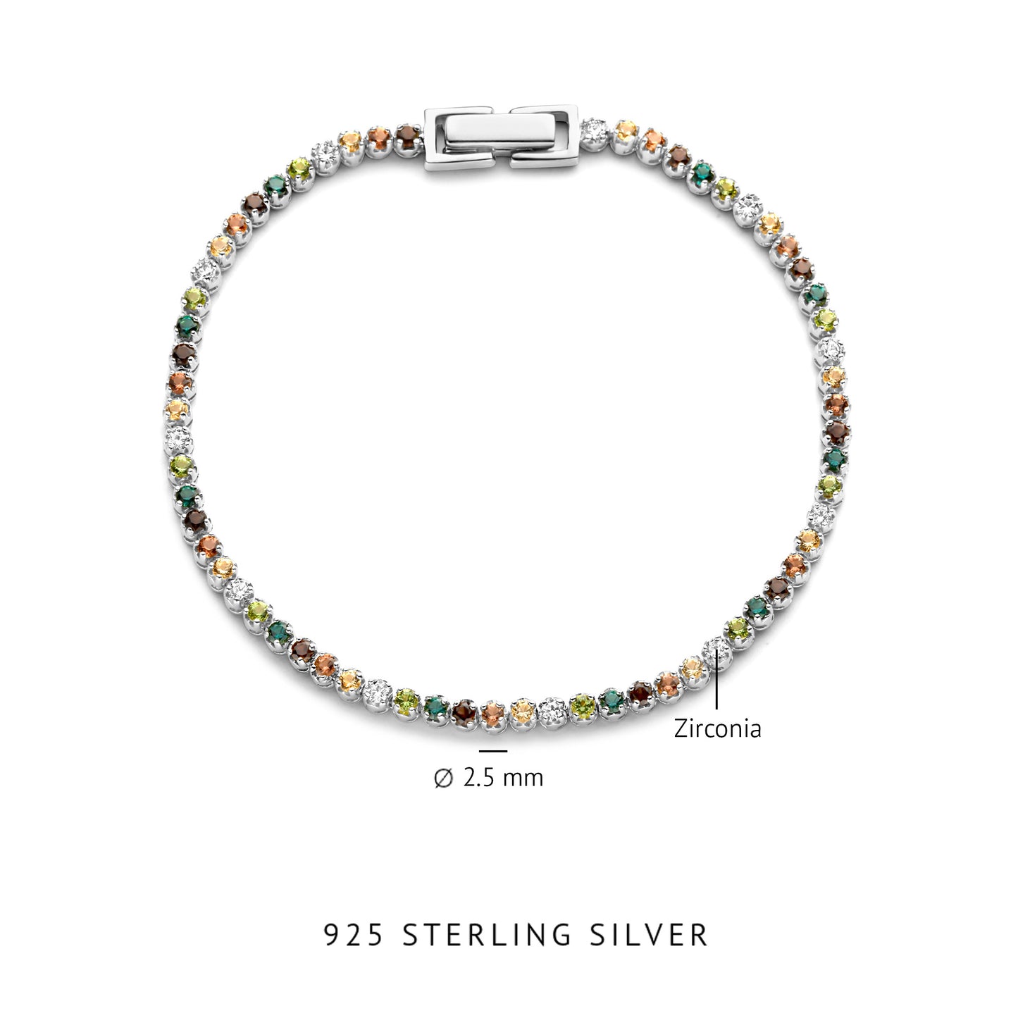 Santa Maria del Fiore 925 sterling silver bracelet with coloured zirconia stones - Parte di Me