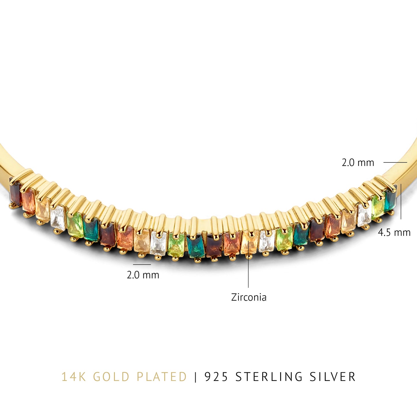 Santa Maria del Fiore 925 sterling silver gold plated bangle with coloured zirconia stones - Parte di Me