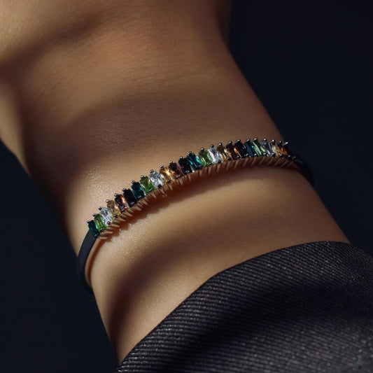 Santa Maria del Fiore 925 sterling silver bangle with coloured zirconia stones - Parte di Me