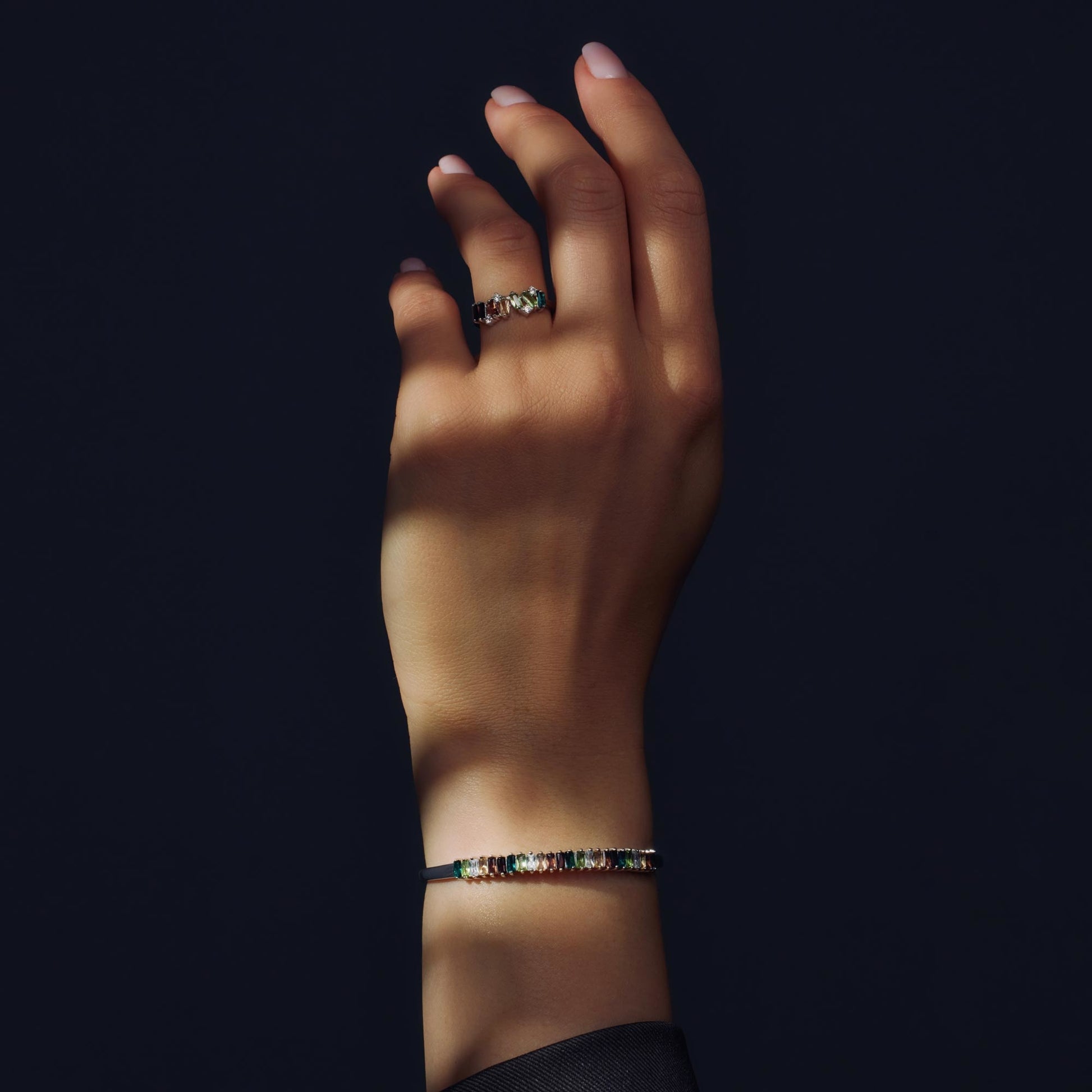 Santa Maria del Fiore 925 sterling silver bangle with coloured zirconia stones - Parte di Me