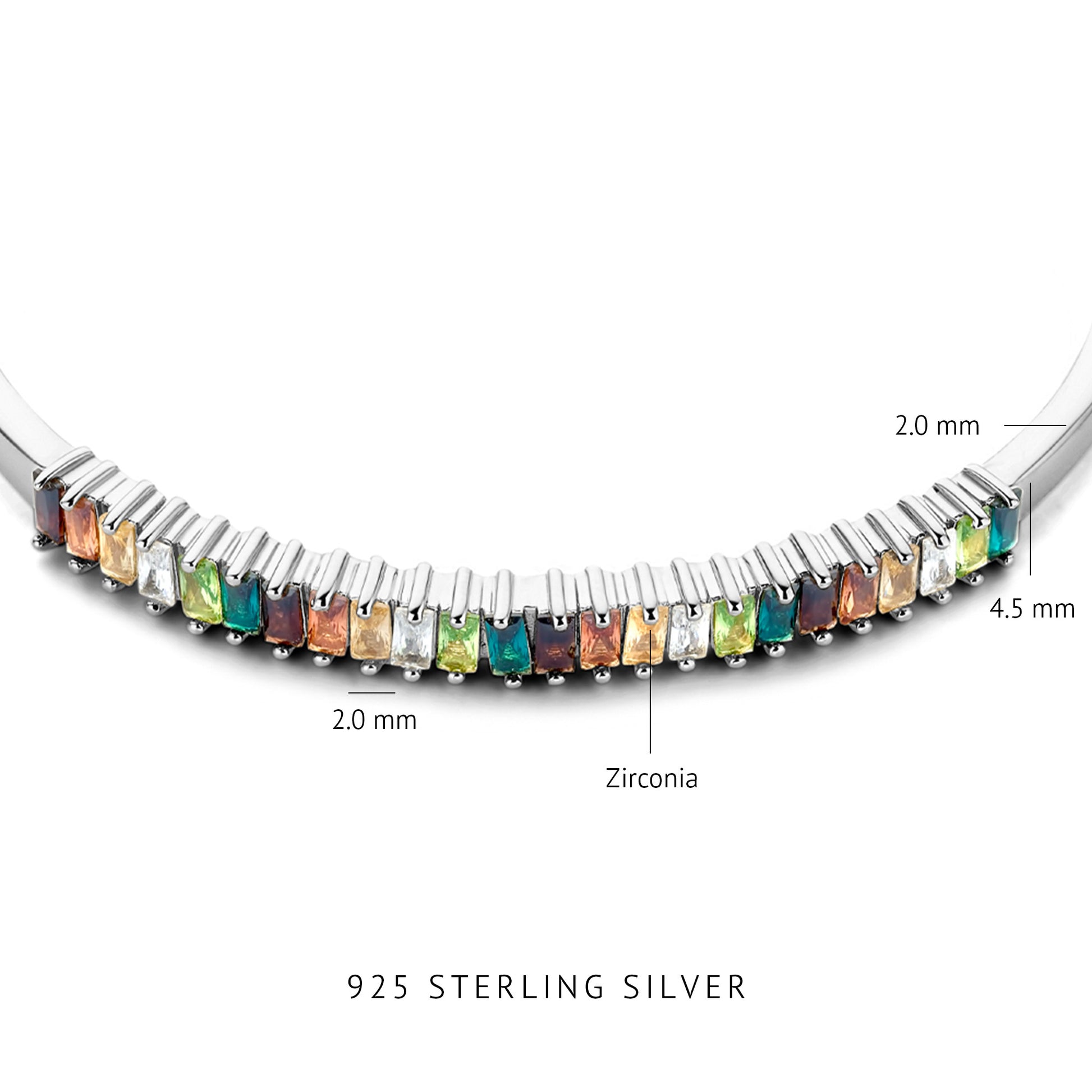 Santa Maria del Fiore 925 sterling silver bangle with coloured zirconia stones - Parte di Me