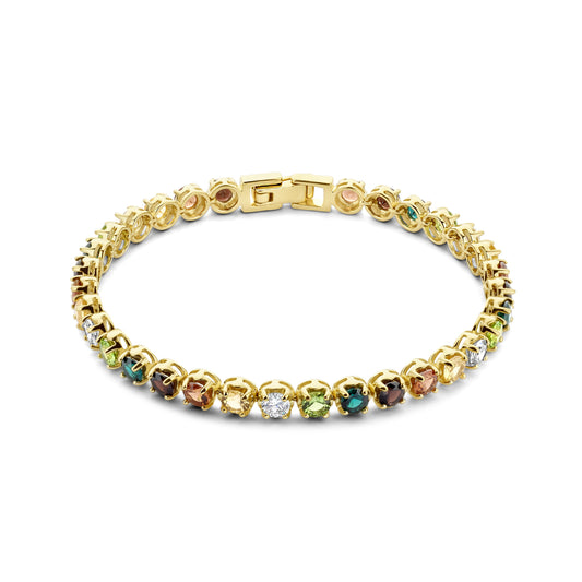 Santa Maria del Fiore 925 sterling silver gold plated bracelet with coloured zirconia stones - Parte di Me