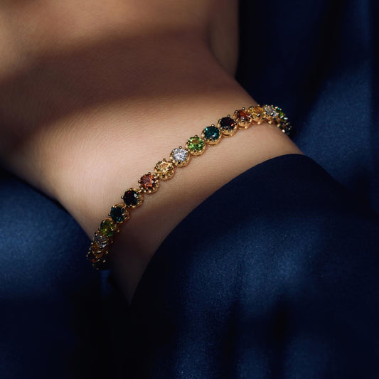 Santa Maria del Fiore 925 sterling silver gold plated bracelet with coloured zirconia stones - Parte di Me