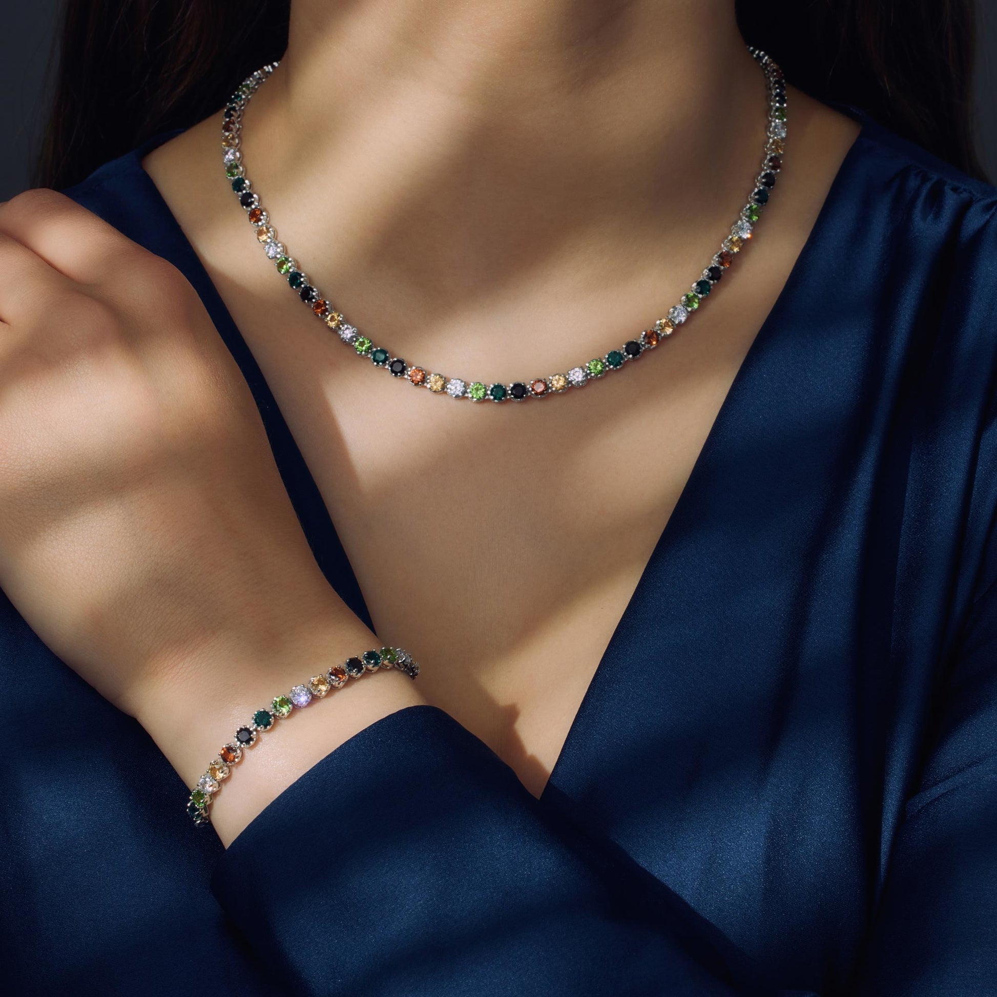 Santa Maria del Fiore 925 sterling silver bracelet with coloured zirconia stones - Parte di Me