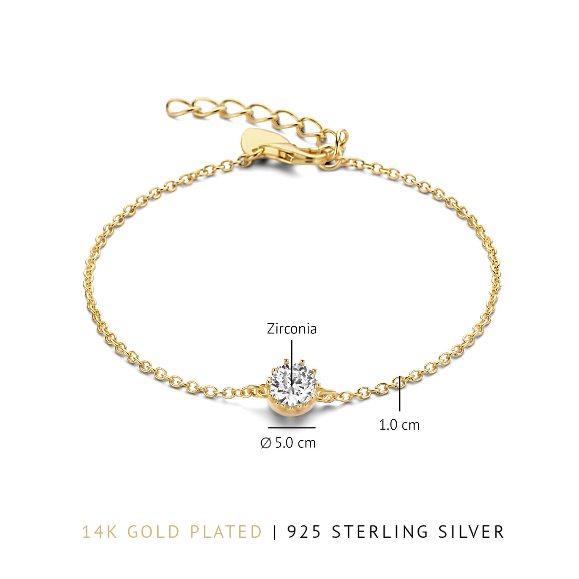 Cento Luci Rosia 925 sterling silver gold plated bracelet with zirconia stone - Parte di Me