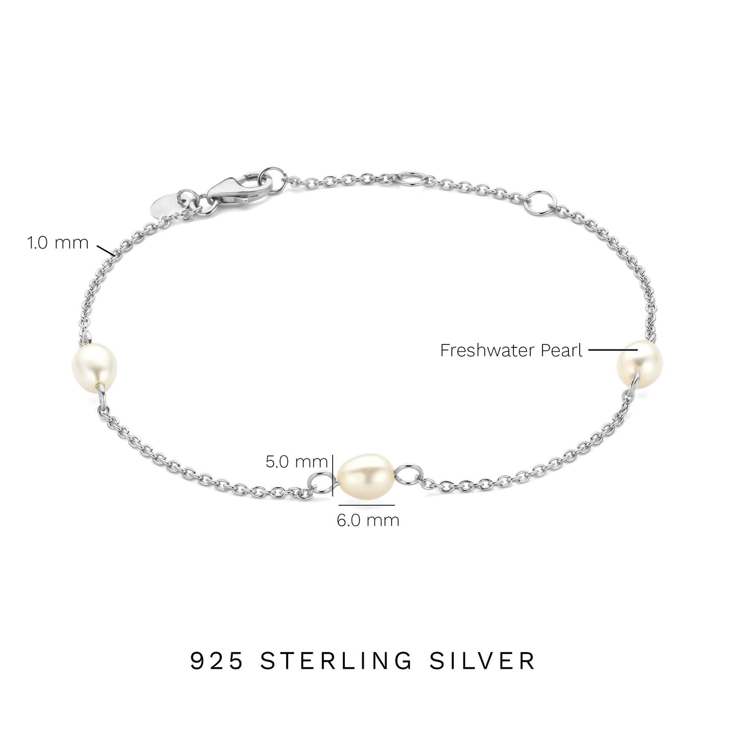 Brioso Cortona Ambra 925 sterling silver bracelet with freshwater pearls - Parte di Me