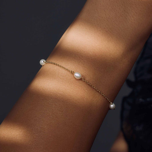 Brioso Cortona Ambra 925 sterling silver gold plated bracelet with freshwater pearls - Parte di Me