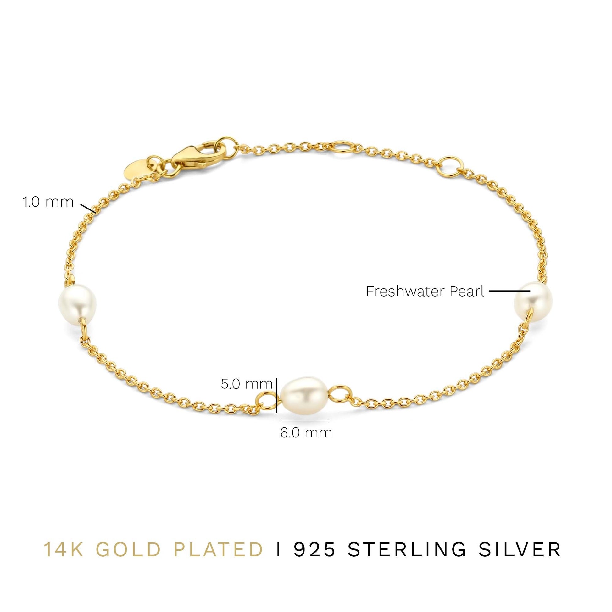 Brioso Cortona Ambra 925 sterling silver gold plated bracelet with freshwater pearls - Parte di Me
