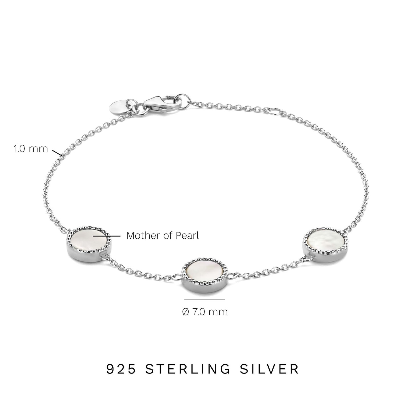 Brioso Cortona Dara 925 sterling silver bracelet with mother of pearl - Parte di Me