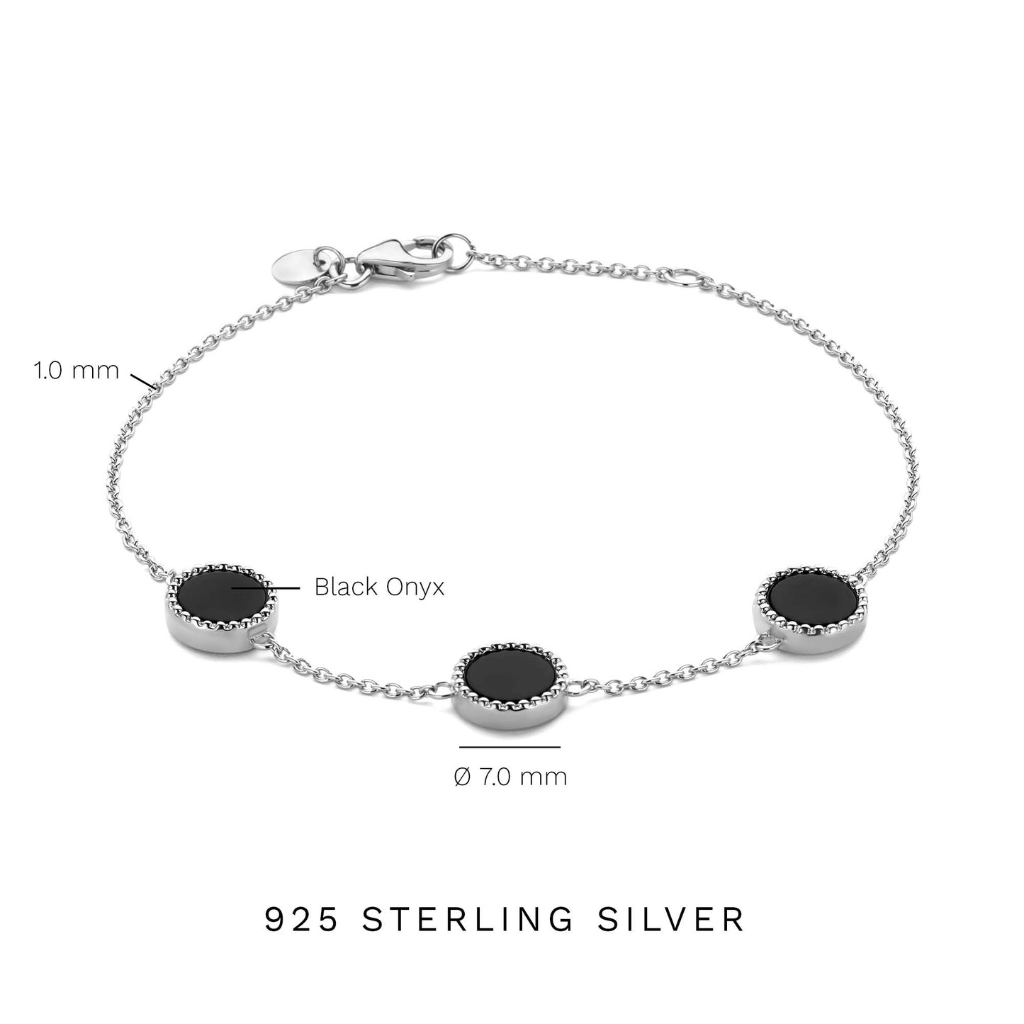 Brioso Cortona Giulia 925 sterling silver bracelet with black onyx - Parte di Me