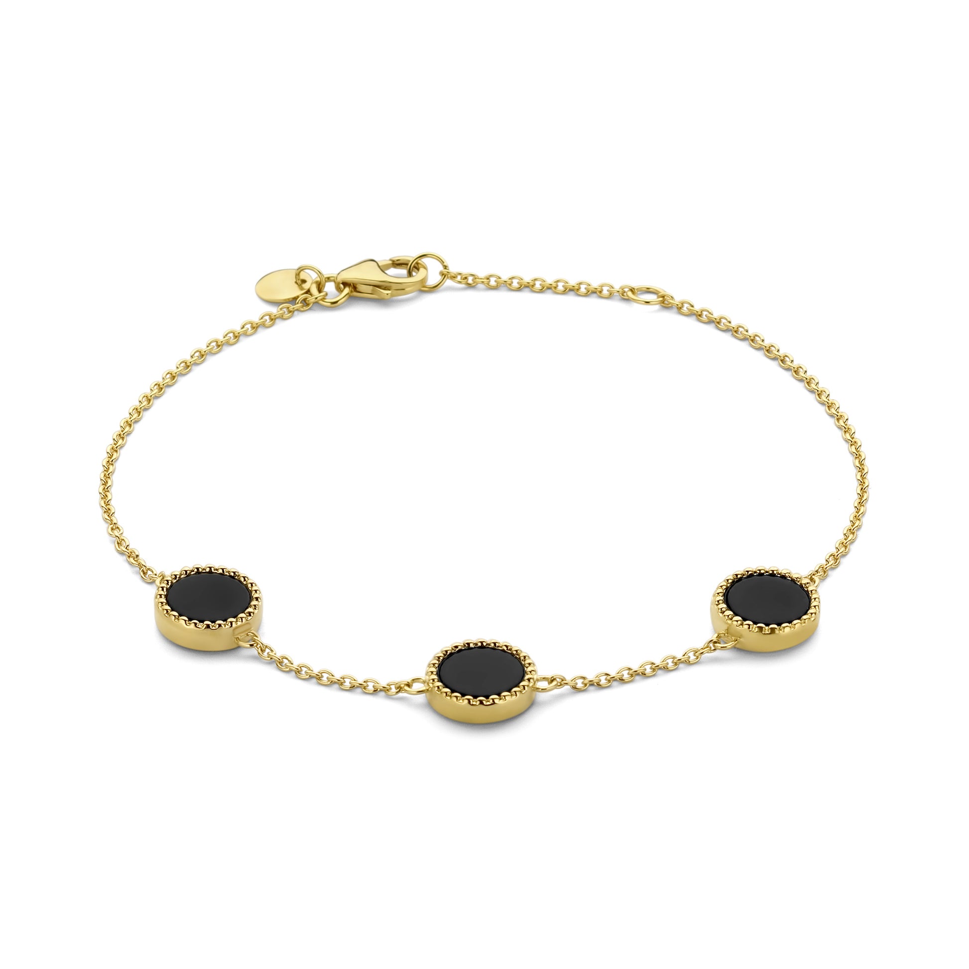 Brioso Cortona Giulia 925 sterling silver gold plated bracelet with black onyx - Parte di Me